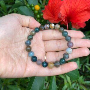 8MM Indian Agate Bead Bracelet